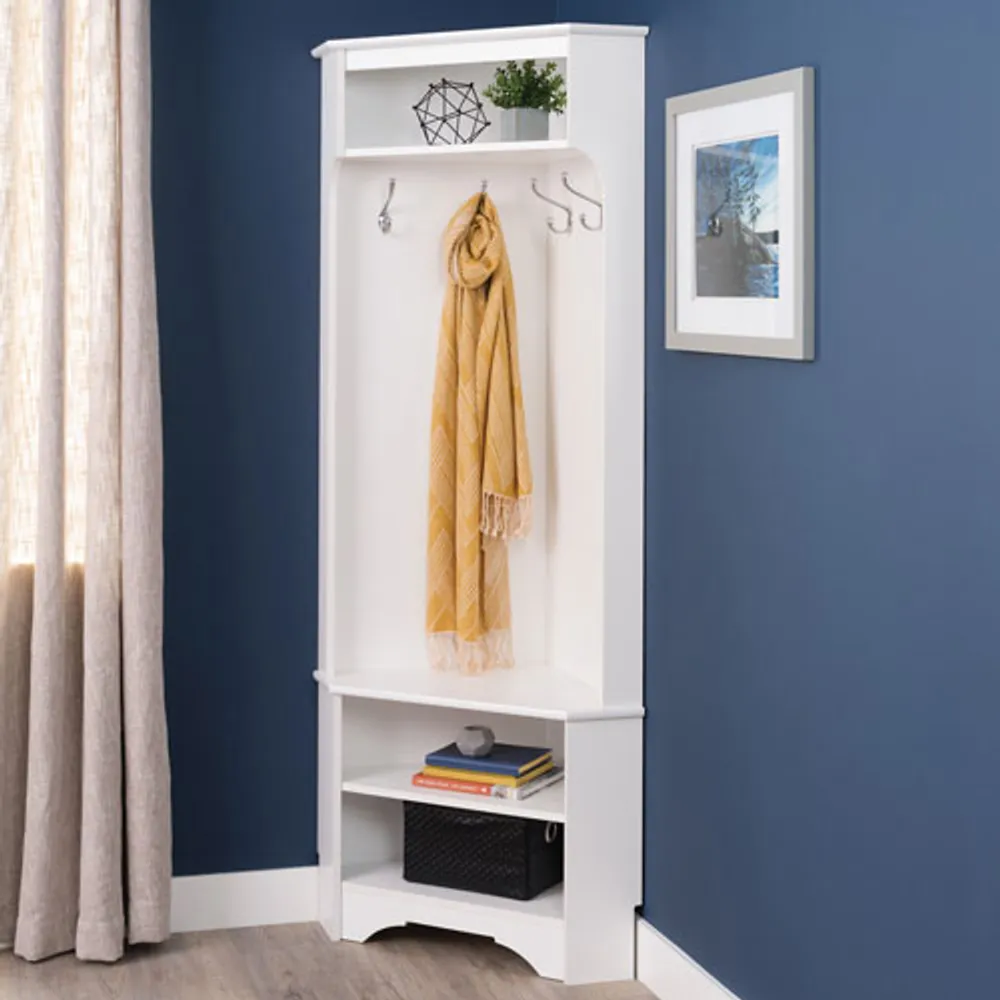 Corner Hall Tree Organizer - White