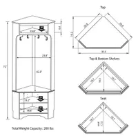 Corner Hall Tree Organizer - White