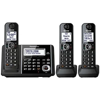 Téléphone sans fil à 3 combinés DECT 6.0 avec répondeur de Panasonic (KXTGF343B)