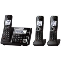 Panasonic 3-Handset DECT 6.0 Cordless Phone with Answering Machine (KXTGF343B)