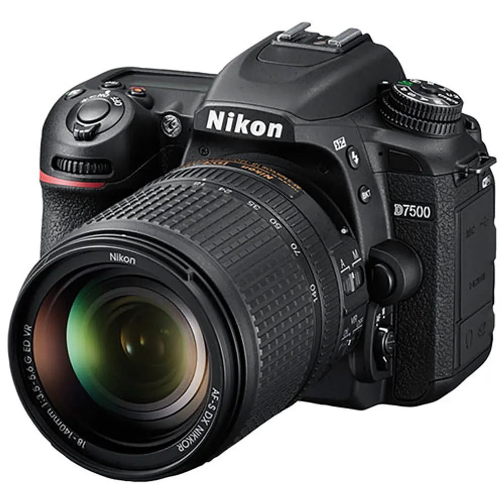 Appareil photo reflex numérique D7500 de Nikon avec objectif ED VR 18-140 mm NIKKOR