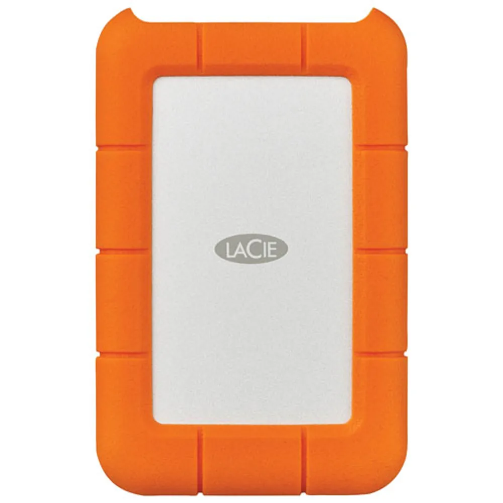 LaCie Rugged 1TB USB-C Portable External Hard Drive for PC/Mac (STFR1000800) - Orange