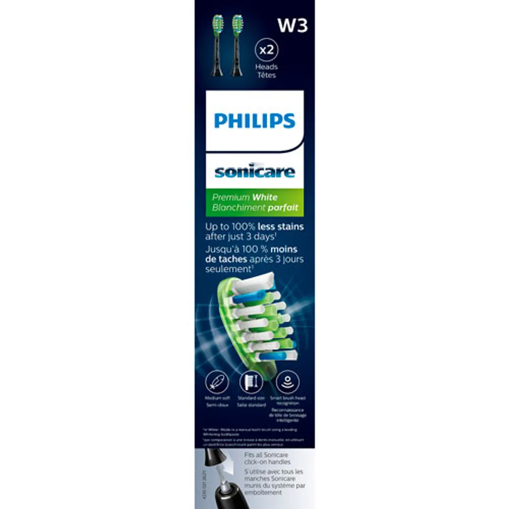 Philips Sonicare Premium White Replacement Toothbrush Heads - 2 Pack - Black