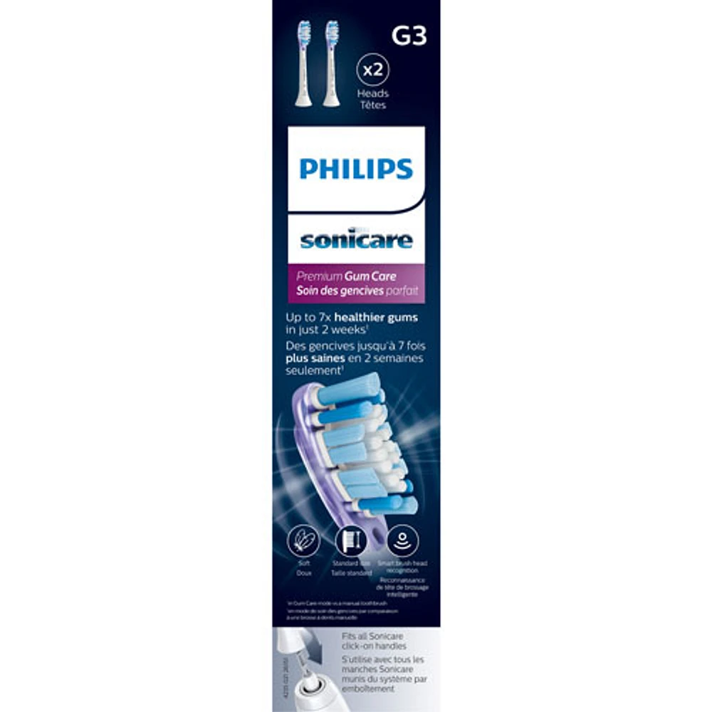 Têtes de rechange de brosse à dents Sonicare Premium Gum Care de Philips - Paquet de 2 - Blanc