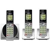 Téléphone sans fil 3 combinés DECT 6.0 avec identification d'appelant de VTech (CS6919-3) - Argenté