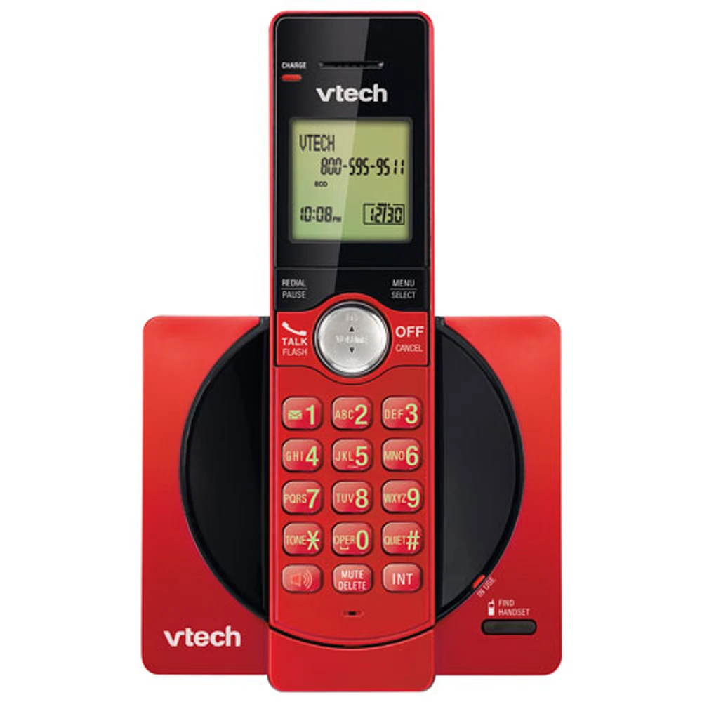 Téléphone sans fil à 1 combiné avec afficheur DECT 6.0 de VTech (CS6919-16) - Rouge