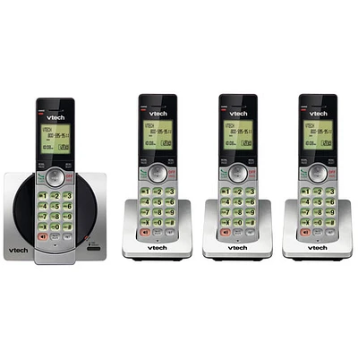 VTech 4-Handset DECT 6.0 Cordless Phone With Caller ID (CS6919-4) - Silver