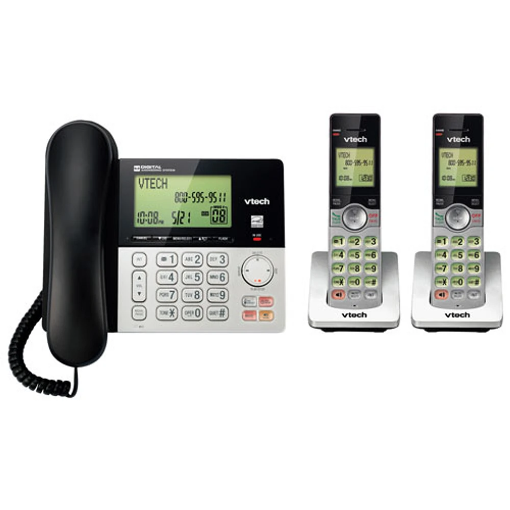 Téléphone ss fil 2 combinés DECT 6.0 identification appelant et répondeur de VTech (CS6949-2) - Arg