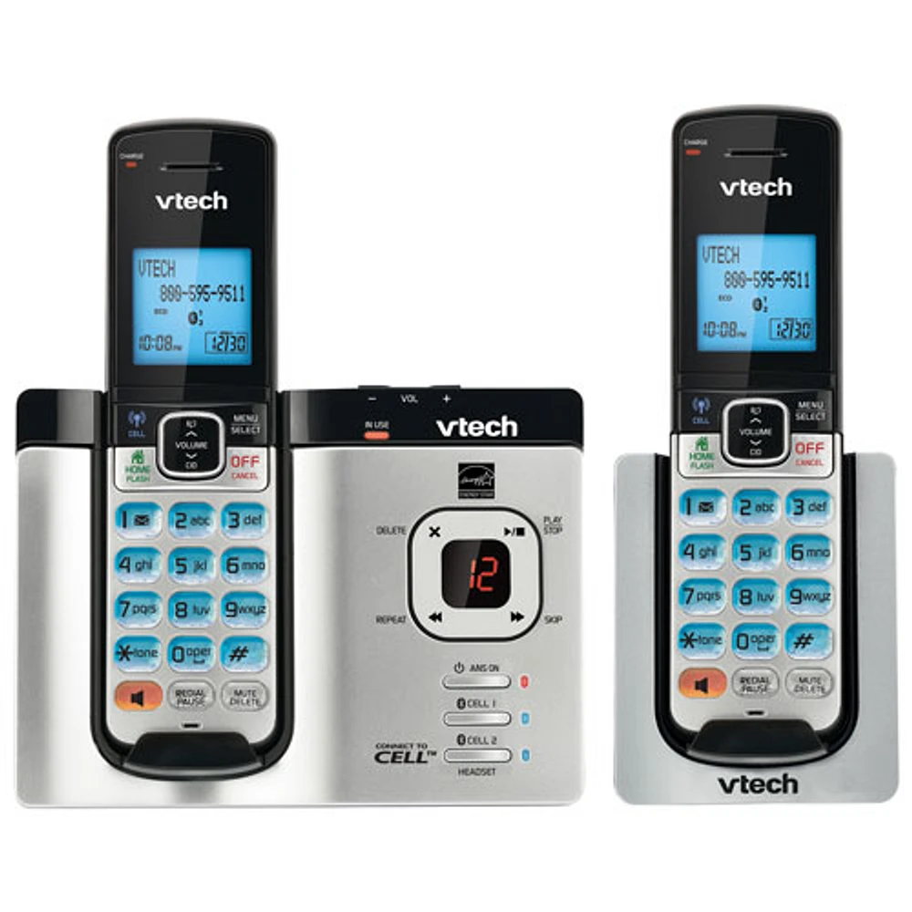 Téléphone sans fil à 2 combinés DECT 6.0 Bluetooth et identification appelant VTech (DS6621-2) - Arg