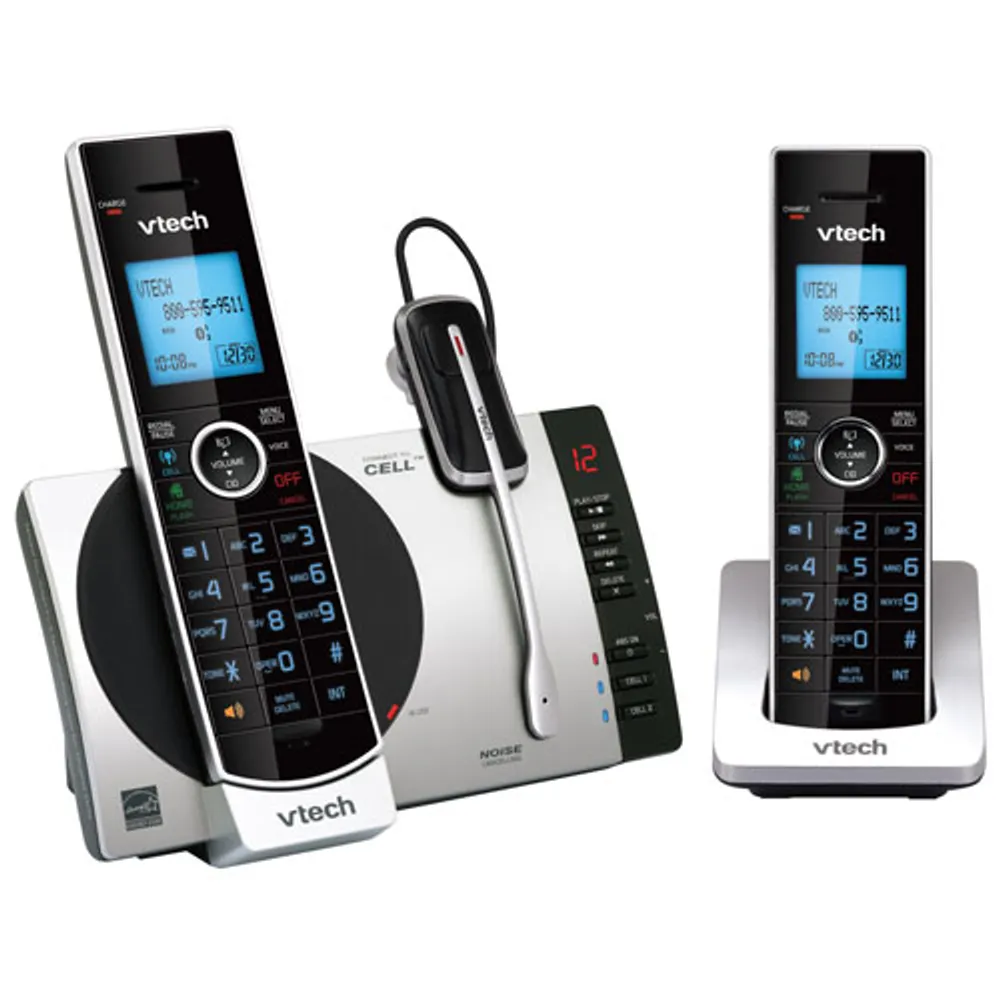 VTech 2-Handset DECT 6.0 Cordless Phone With Bluetooth and Caller ID (DS6771-3) - Silver