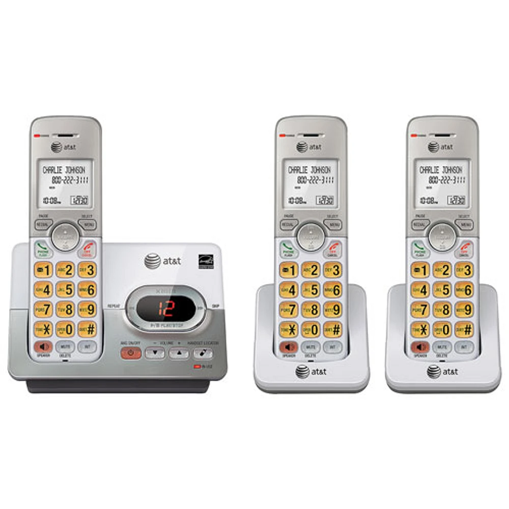 Téléphone ss fil 3 combinés DECT 6.0 identification appelant et répondeur AT&T (EL52303) - Blanc-arg