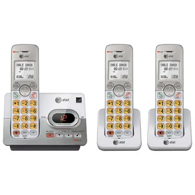 AT&T 3-Handset DECT 6.0 Cordless Phone with Caller ID & Answering Machine (EL52303) - White/Silver