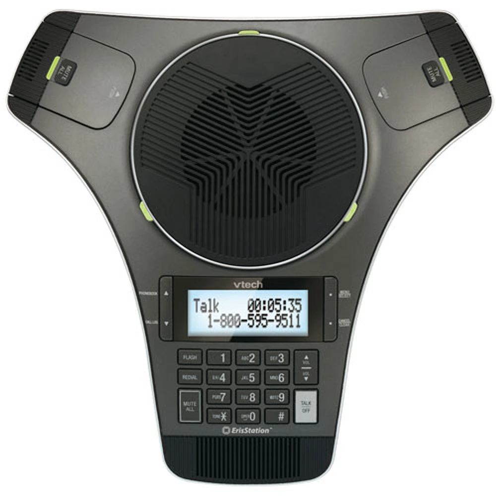 Téléphone de téléconférence DECT 6.0 EricStation de VTech et 2 microphones sans fil (VCS702) - Noir