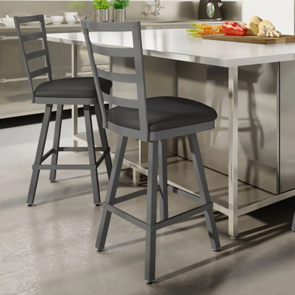 Century Contemporary Bar Height Barstool - Dark Grey/Charcoal Black