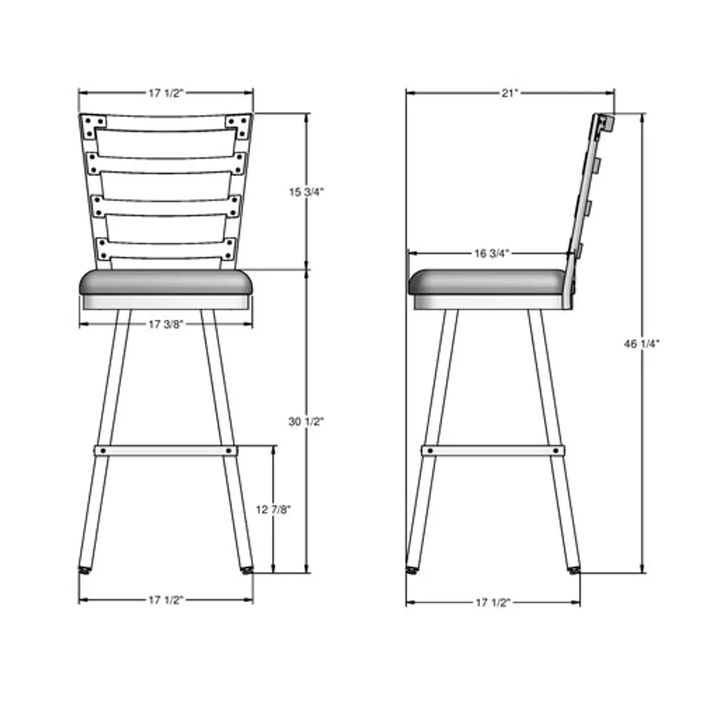 Century Contemporary Bar Height Barstool - Dark Grey/Charcoal Black