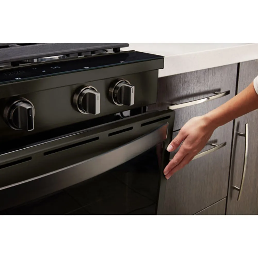 Whirlpool 30" 5.8 Cu. Ft. True Convection 5-Burner Slide-In Gas Range (WEG750H0HV) - Black Stainless