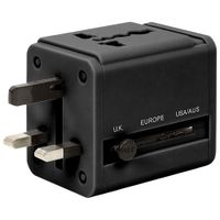 ReTrak Universal Travel Adapter with USB - Black