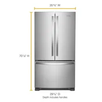 Whirlpool 36" Counter Depth French Door Refrigerator w/ Water Dispenser (WRF540CWHZ)-Stainless Steel