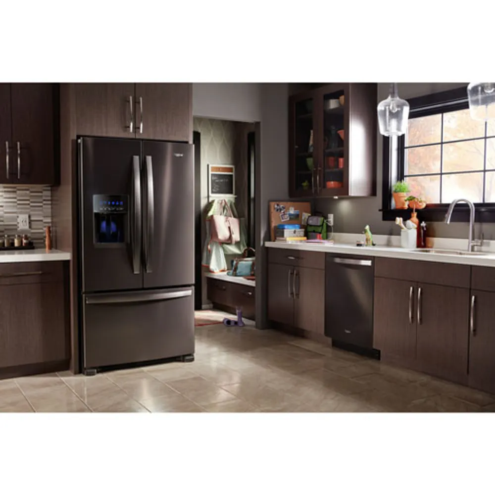 Whirlpool 36" French Door Refrigerator with Water & Ice Dispenser (WRF555SDHV) - Black Stainless