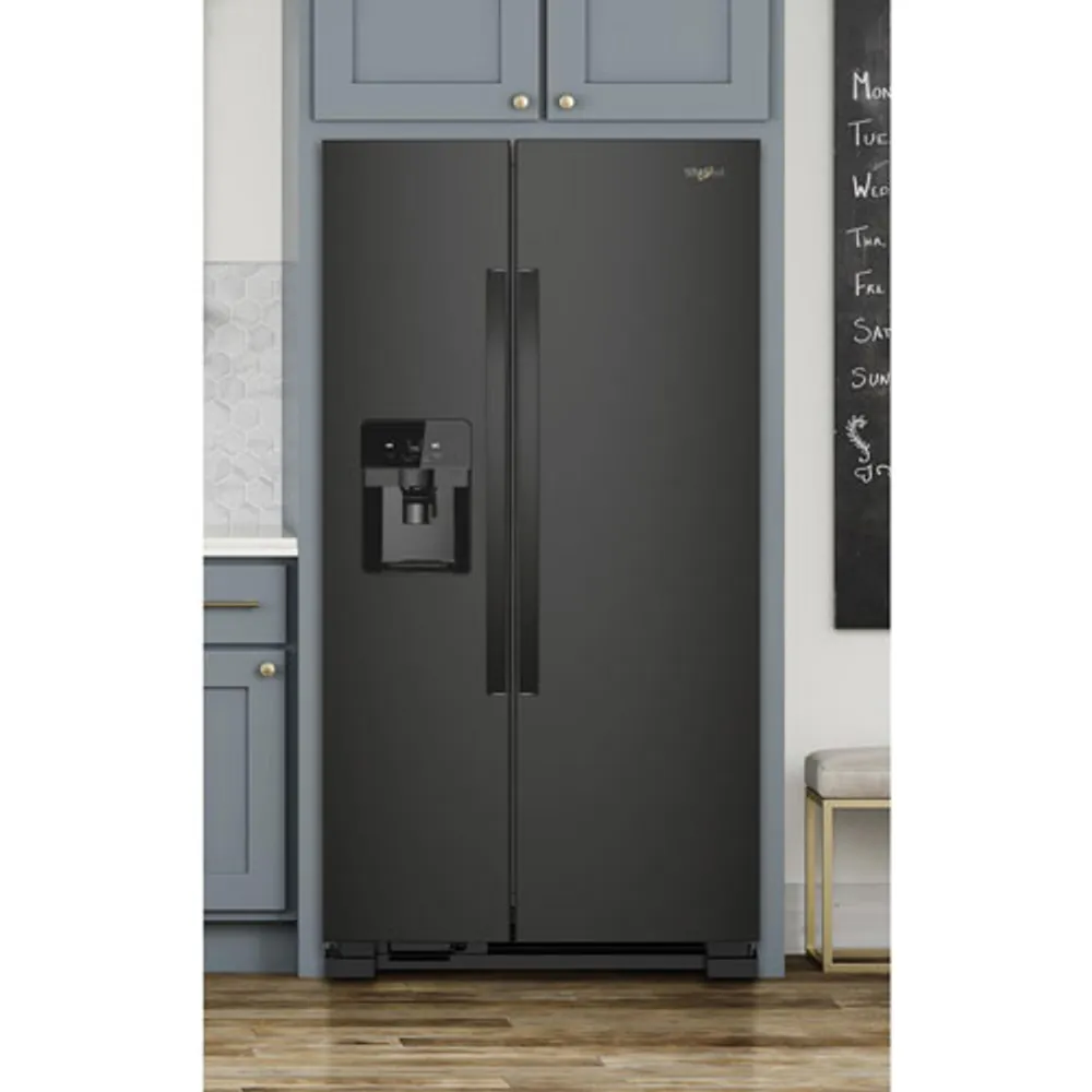 Whirlpool 33" 21.2 Cu. Ft. Side-by-Side Refrigerator w/ Ice & Water Dispenser (WRS321SDHB) - Black