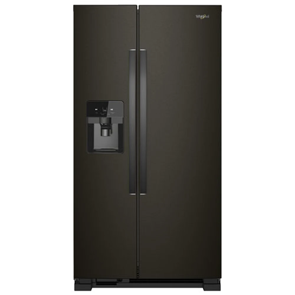 Whirlpool 33" 21.2 Cu. Ft. Side-by-Side Refrigerator w/ Ice Dispenser (WRS321SDHV) - Black Stainless