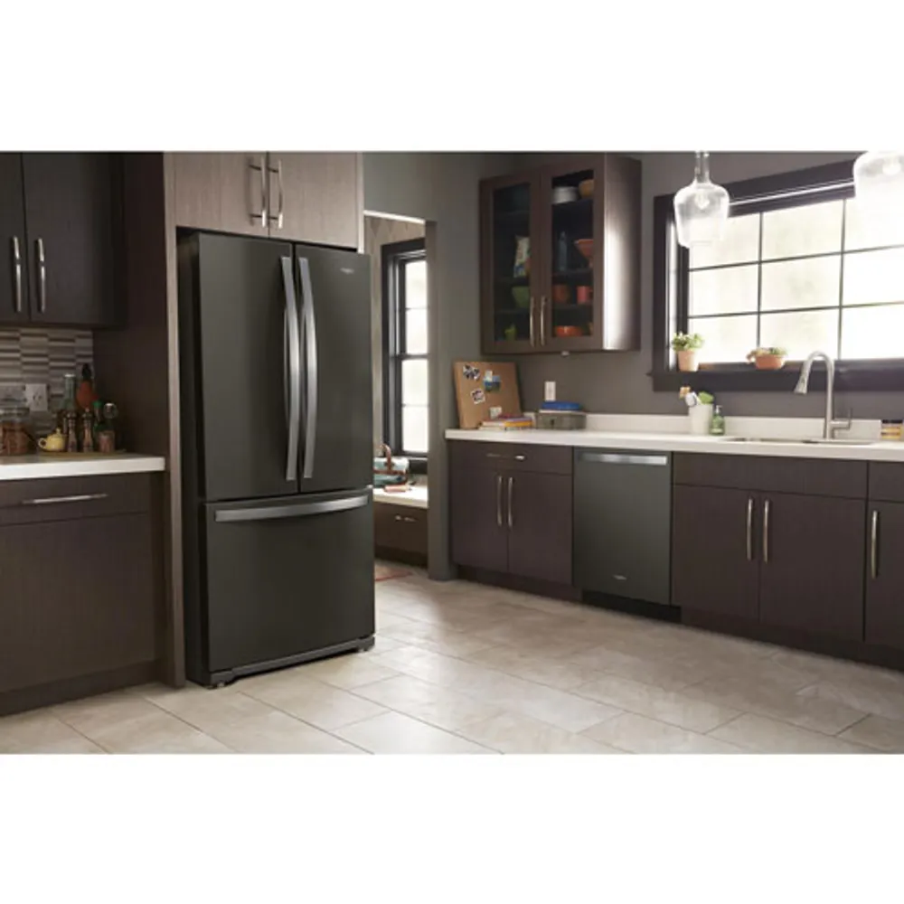 Whirlpool 30" 19.7 Cu Ft French Door Refrigerator w/ LED Lighting (WRF560SMHV)-Black Stainless Steel