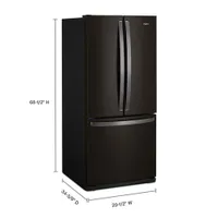 Whirlpool 30" 19.7 Cu Ft French Door Refrigerator w/ LED Lighting (WRF560SMHV)-Black Stainless Steel