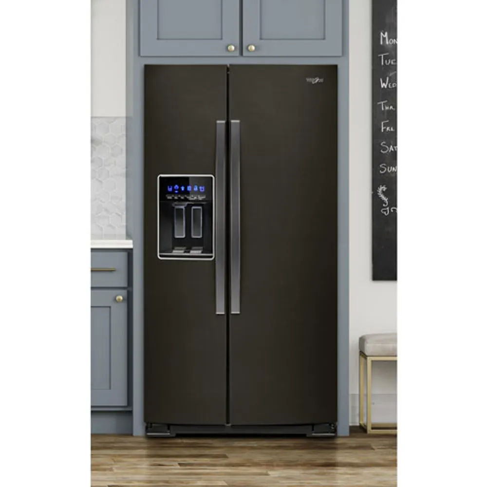 Whirlpool 36" 28.5 Cu. Ft. Side-By-Side Refrigerator w/ Ice Dispenser (WRS588FIHV) - Black Stainless