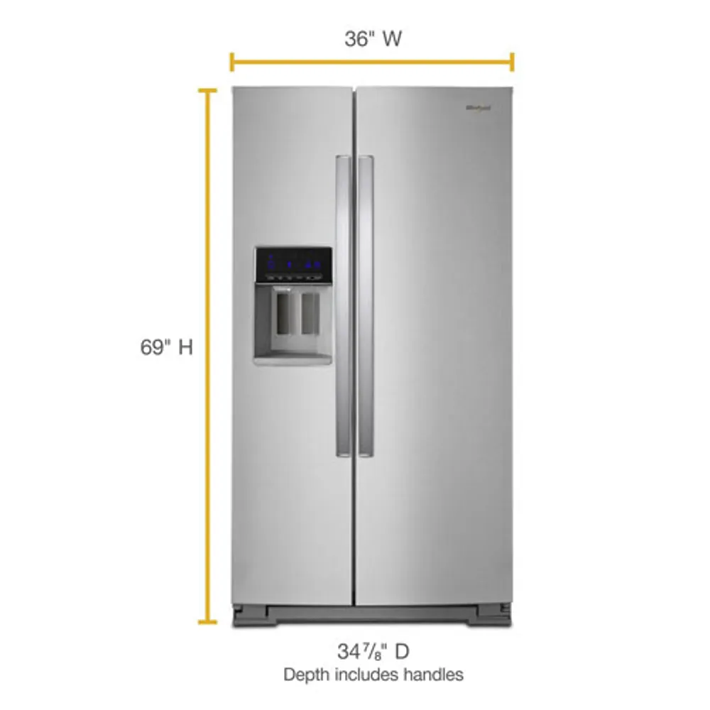 Whirlpool 36" 28.5 Cu. Ft. Side-By-Side Refrigerator w/ Ice Dispenser (WRS588FIHZ) - Stainless Steel