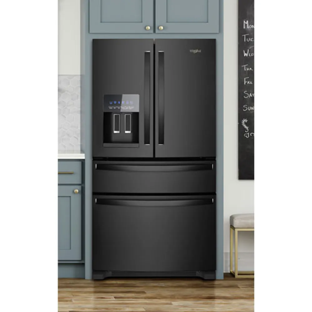 Whirlpool 36" 24.5 Cu. Ft. 4-Door French Door Refrigerator with Ice & Water Dispenser (WRX735SDHB) - Black