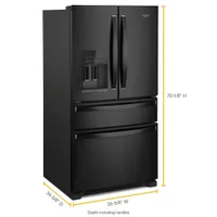 Whirlpool 36" 24.5 Cu. Ft. 4-Door French Door Refrigerator with Ice & Water Dispenser (WRX735SDHB) - Black