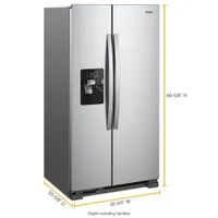 Whirlpool 33" 21.2 Cu. Ft. Side-By-Side Refrigerator with Ice & Water Dispenser - Stainless Steel