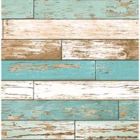 A-Street Prints Reclaimed Scrap Wood Wallpaper - Turquoise