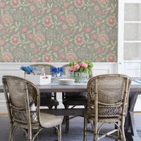 A-Street Prints Solstice Tropez Jacobean Wallpaper - Coral