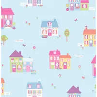 Brewster You Are My Sunshine Houses Happy Street Wallpaper