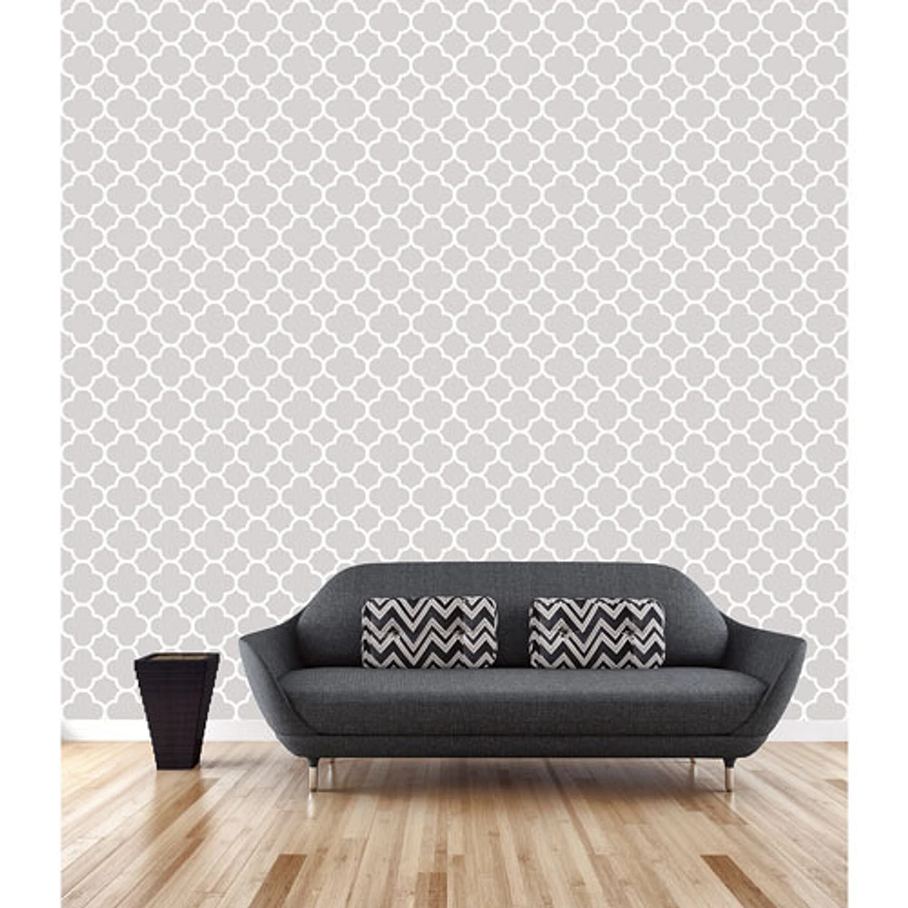 A-Street Prints Symetrie Quatrefoil Wallpaper - Origin Grey