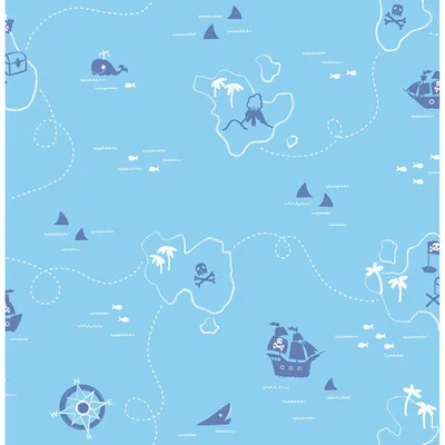 Brewster You Are My Sunshine Map Sharks Wallpaper - Blue