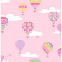 Brewster You Are My Sunshine Hot Air Balloons Wallpaper - Pink