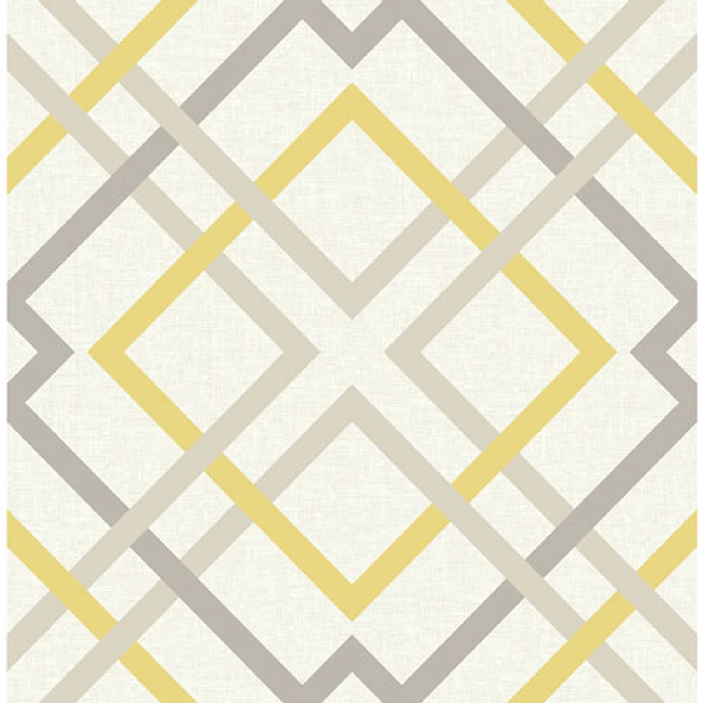 A-Street Prints Geometrie Saltire Lattice Wallpaper - Yellow