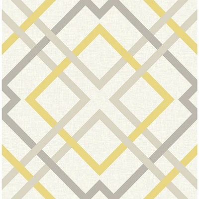 A-Street Prints Geometrie Saltire Lattice Wallpaper - Yellow