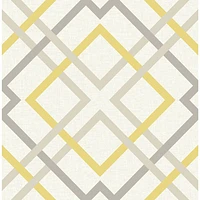 A-Street Prints Geometrie Saltire Lattice Wallpaper - Yellow