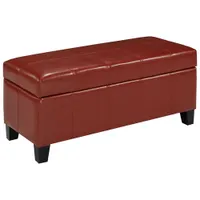 Faux Leather Storage Ottoman