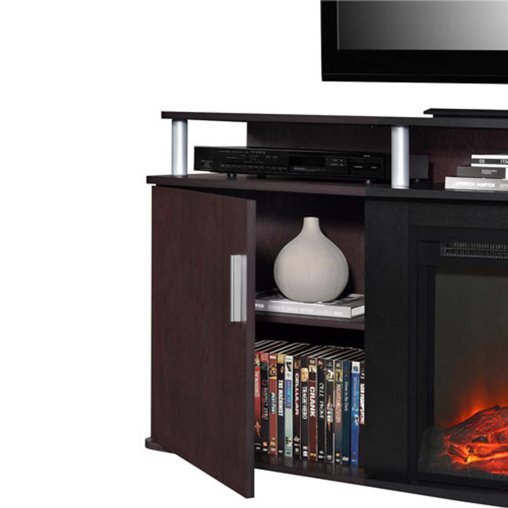 Dorel Carson Electric Fireplace TV Stand with Logs Firebox - Cherry