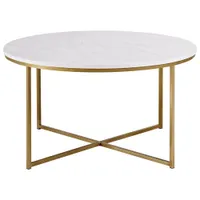 Contemporary Coffee Table with X Base - Gold