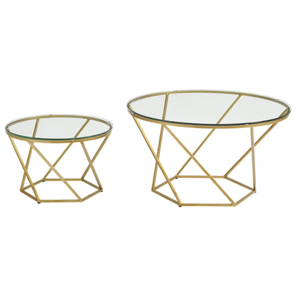 Contemporary 2-Piece Nesting Coffee Table Set - Gold