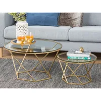 Contemporary 2-Piece Nesting Coffee Table Set - Gold
