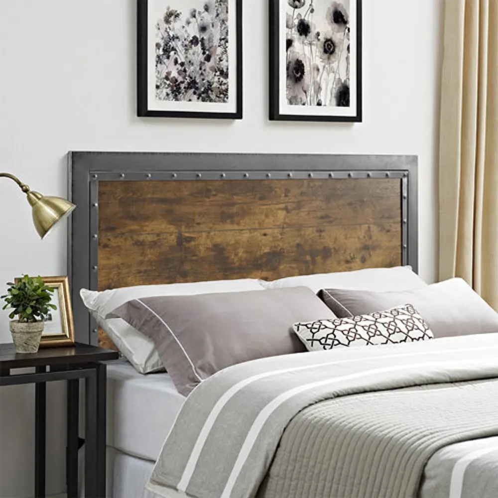 Rustic Country Panel Headboard - Queen - Brown