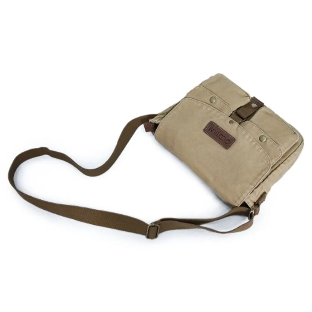 Gootium Small Vintage Canvas Messenger Bag Unisex Crossbody Shoulder  Satchel, Khaki