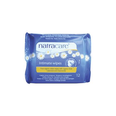 5 Packs of Natracare Organic Cotton Intimate Wipes 12 wipes