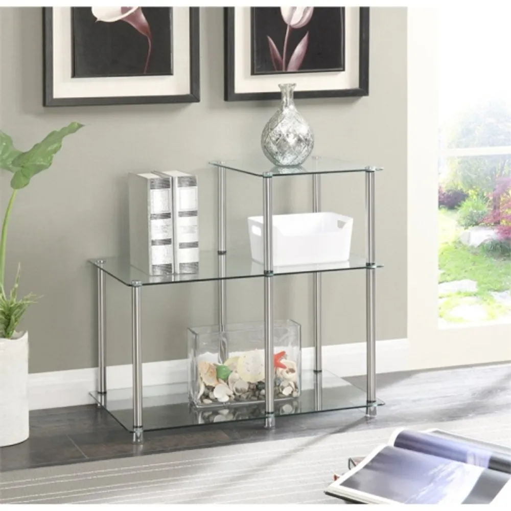 Convenience Concepts Designs2Go Three-Tier Clear Glass End Table  Scarborough Town Centre